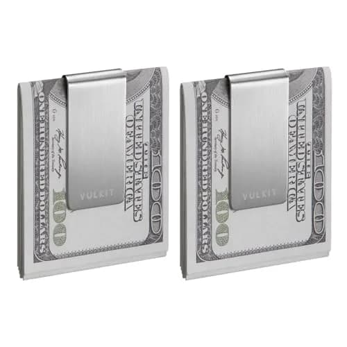 VULKIT Stainless Steel Money Clips 2Pcs | Slim Cash Holder for Men | 5.5 cm (2.1 inch) thumbnail 1