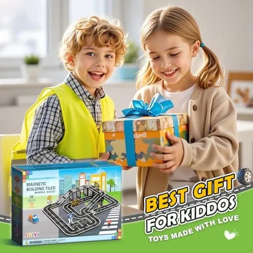 IGIVI Magnetic Tiles Road Set for Kids 3-5 | STEM Building Blocks, 20 Pieces, Safe & Compatible thumbnail 2