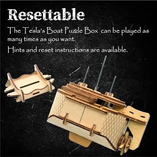 PUZZLE POTATO Tesla's Boat Wooden Escape Room Puzzle Box for Adults | Mechanical Brain Teaser with Hidden Compartments thumbnail 8