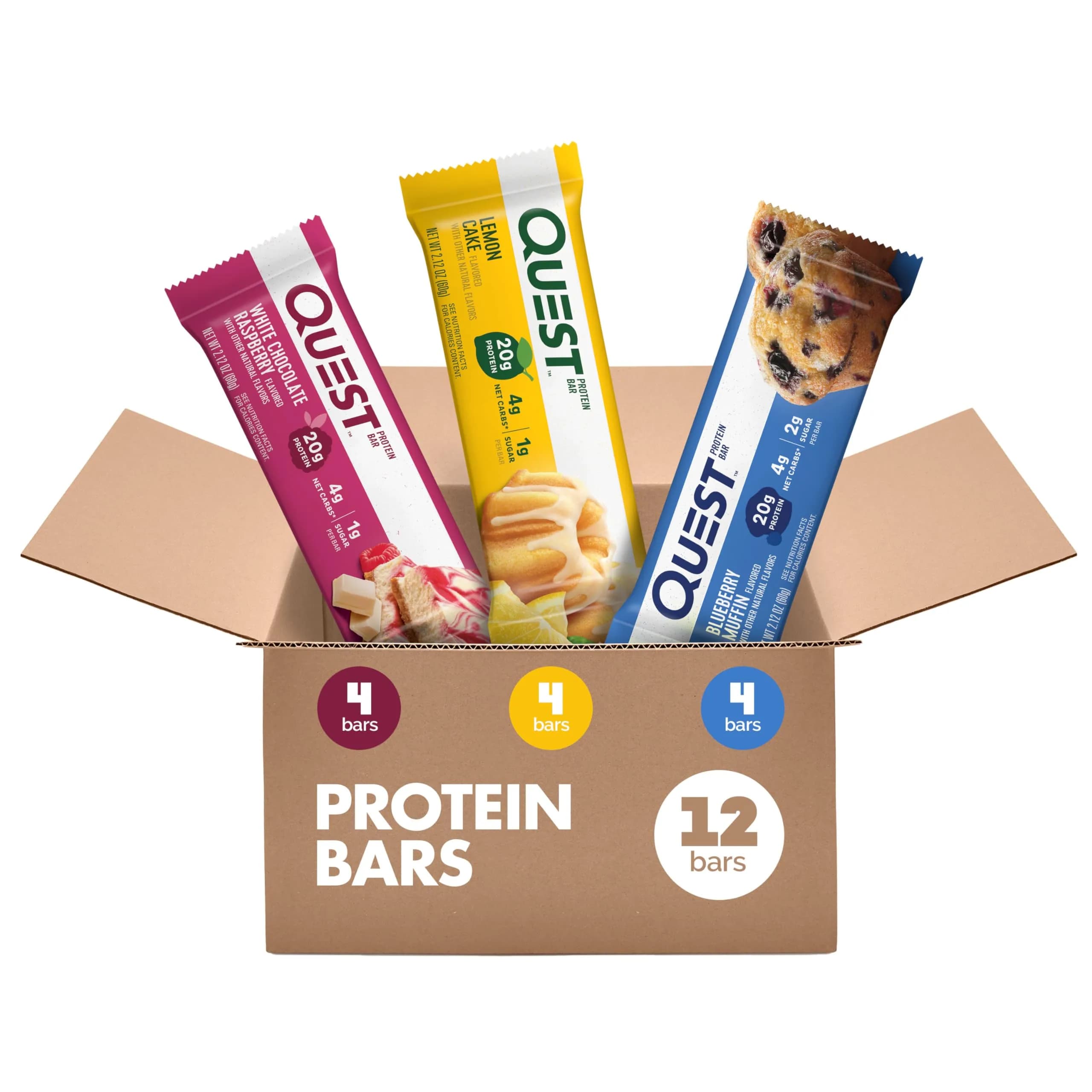 Quest Fruit Lovers Protein Bars Variety Pack 12 Count (1.76oz Each) | 20g Protein, Low Sugar, Gluten-Free