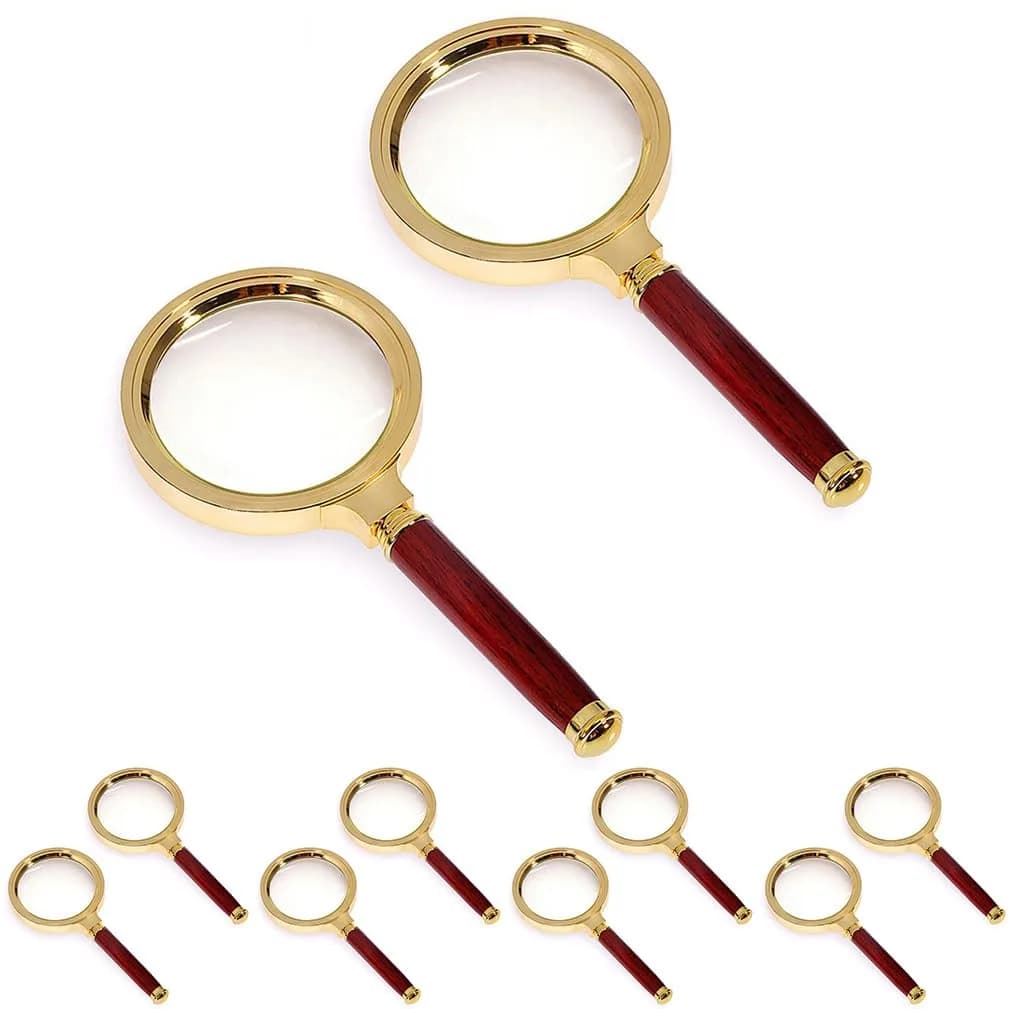 COCOMK Handheld Magnifying Glass 6X Magnification, Red 6x (10 Pcs) | Pack of 10 for Reading & Crafting - main product image