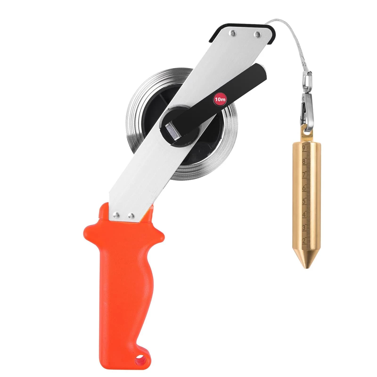 Cekegon Oil Gauging Tape, 49 ft | Rust-Resistant Stainless Steel with Brass Plumb Bob — Orange