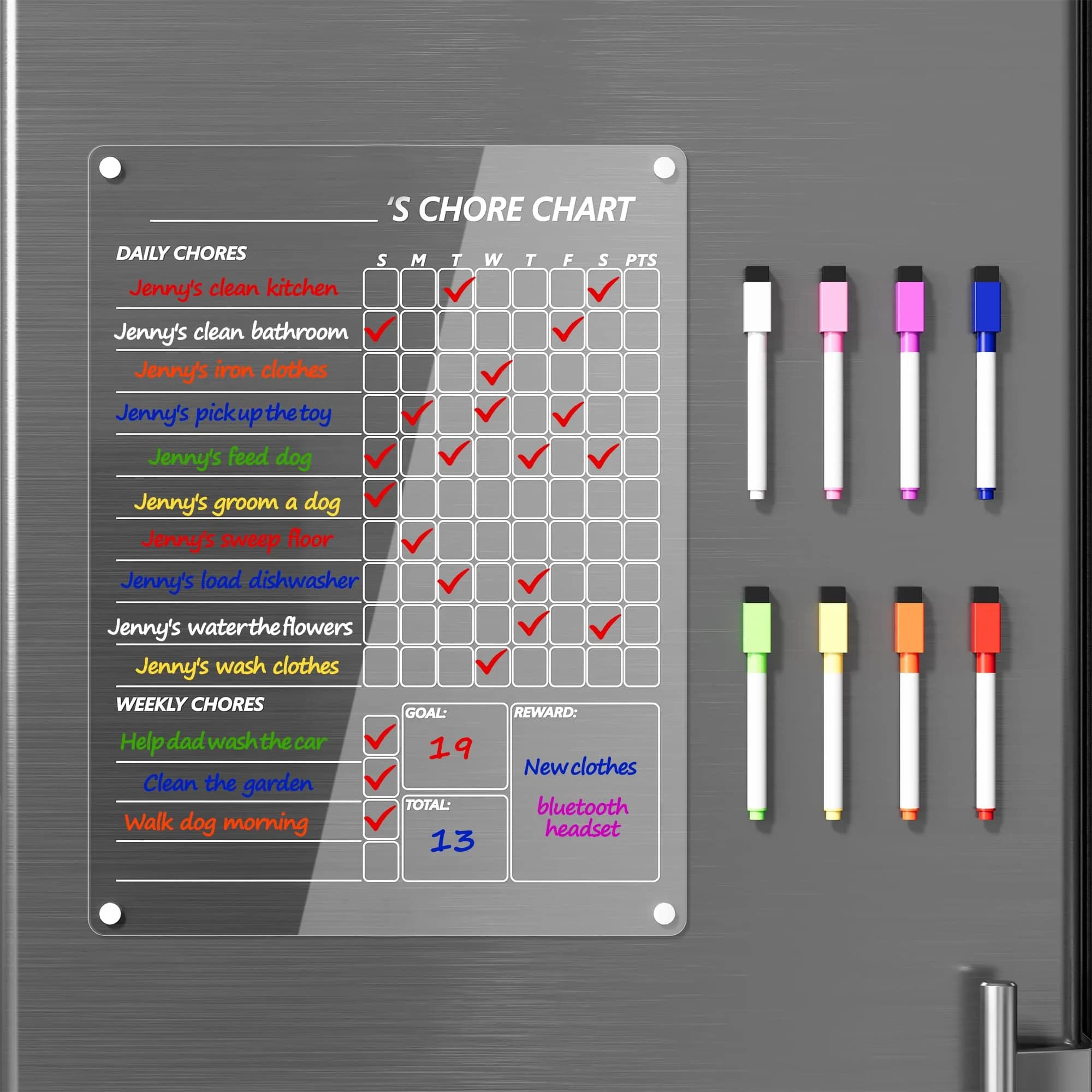 Neatsure Acrylic Magnetic Chore Chart 12"x9" | Clear Dry Erase Board for Fridge — 12"x9"