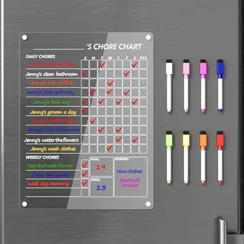 Neatsure Acrylic Magnetic Chore Chart 12"x9" | Clear Dry Erase Board for Fridge thumbnail 1