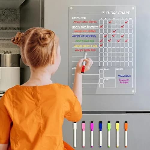 Neatsure Acrylic Magnetic Chore Chart 12"x9" | Clear Dry Erase Board for Fridge thumbnail 2