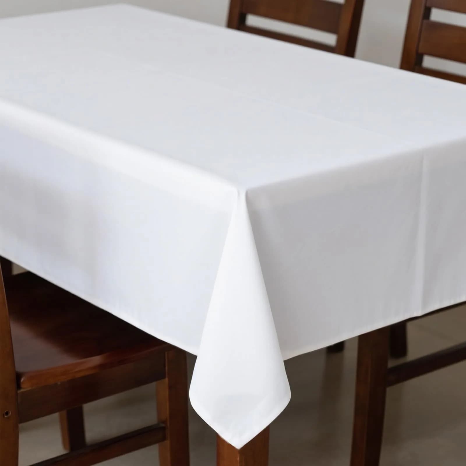 MRJ Polyester Tablecloth 60 x 84 Inch White Rectangle | Washable Fabric Cover for Dining - main product image