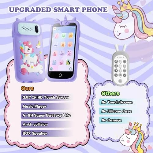 E teacher Kids Toys Phone Purple 3.97" Touchscreen | Educational Games & Camera thumbnail 4