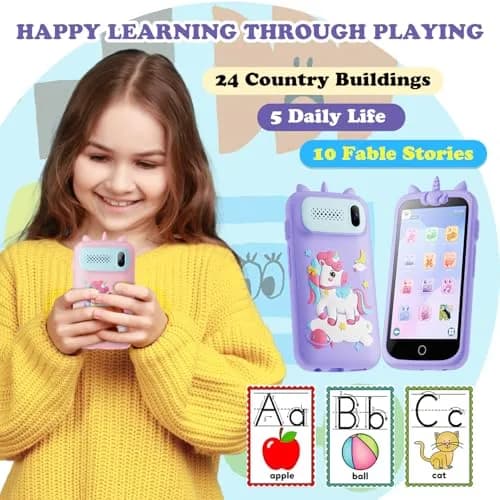 E teacher Kids Toys Phone Purple 3.97" Touchscreen | Educational Games & Camera thumbnail 6