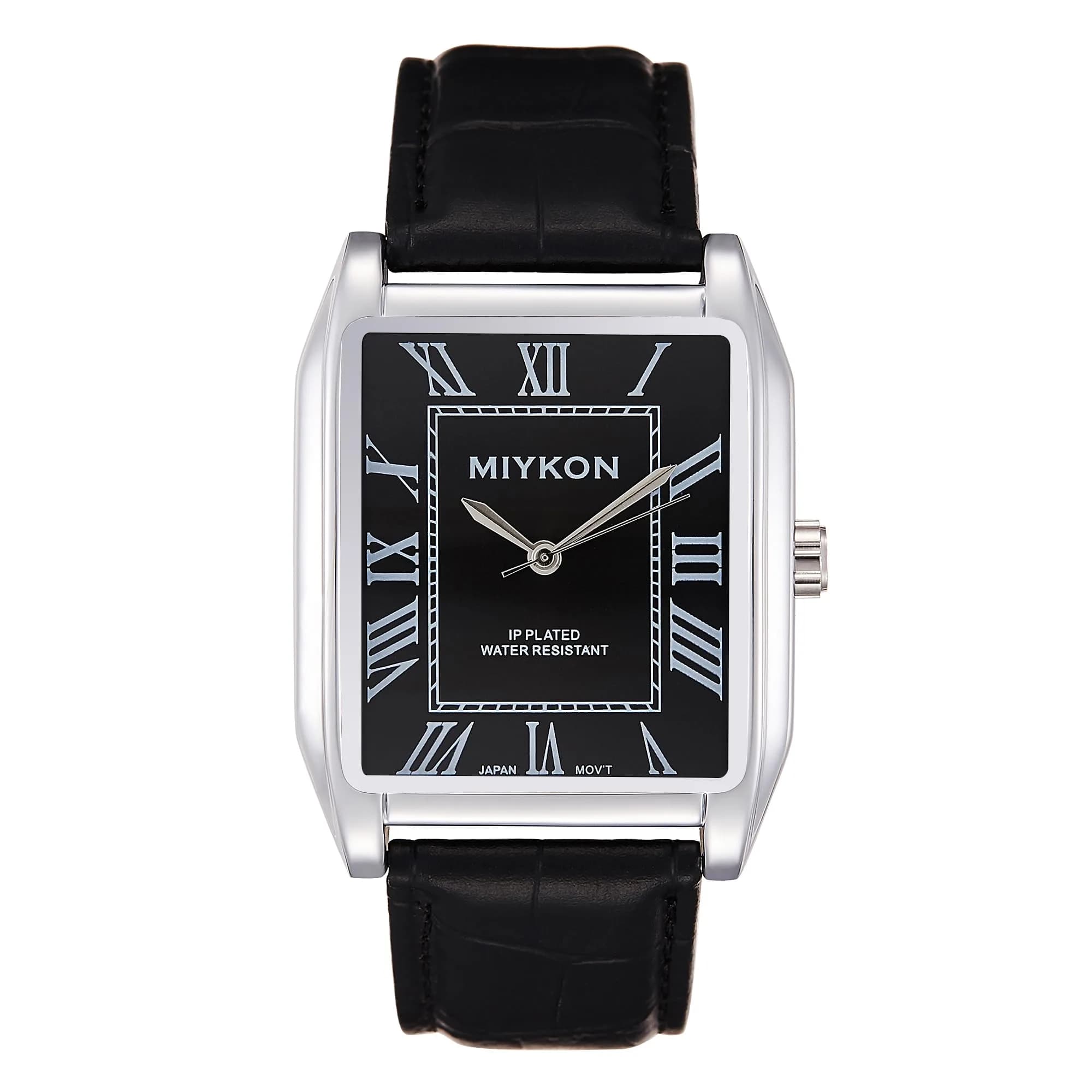Miykon Men Vintage Tank Dress Watch 38mm | Genuine Leather, Water Resistant - main product image