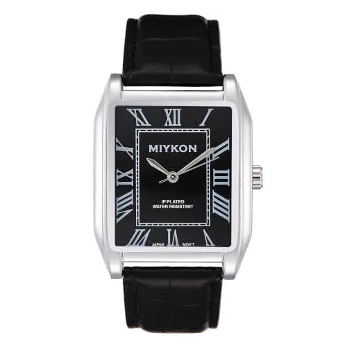 Miykon Men Vintage Tank Dress Watch 38mm | Genuine Leather, Water Resistant thumbnail 1