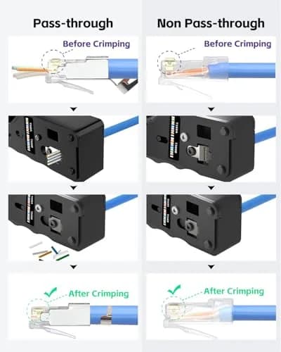 VCELINK RJ45 Crimp Tool Kit with LAN Tester & 50 Connectors | All-in-One Network Solution for Cat6, Cat5e, RJ11 thumbnail 5