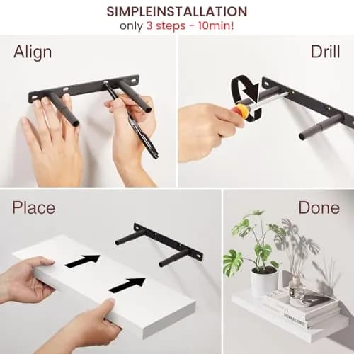 BAYKA White Floating Shelves 15.7in (39.6cm) x 6.7in (17cm) x 1.1in (2.8cm), Set of 3, Wall Mounted for Wall Decor | Modern Minimalist Style thumbnail 8