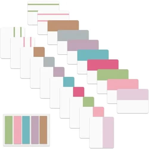 ELII 500 PCS Sticky Tabs 2 Inch Index Tabs, Page Markers File Tabs | 10 Pastel Colors, 2 Sizes thumbnail 1