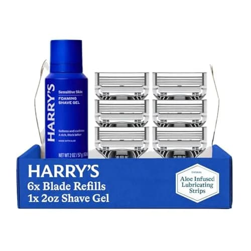 Harry's Original Razor Blade Cartridge Refills with Foaming Shave Gel | 6 Blades + 2oz Gel thumbnail 1