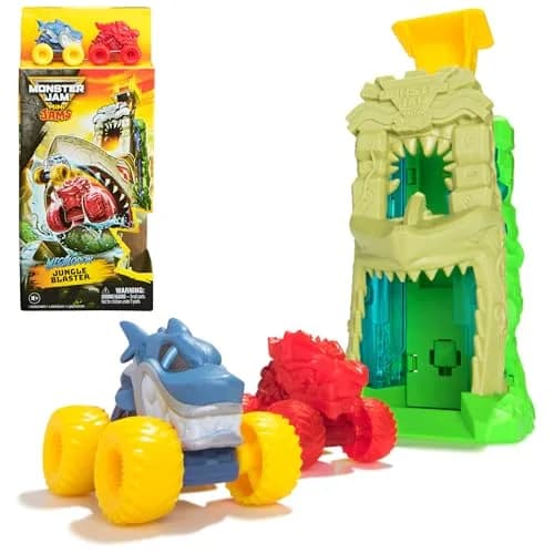 Monster Jam Mini Jams Megalodon Jungle Blaster Launcher Playset | Rapid Fire Toy Set for Kids thumbnail 1