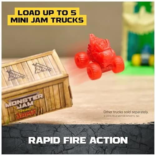 Monster Jam Mini Jams Megalodon Jungle Blaster Launcher Playset | Rapid Fire Toy Set for Kids thumbnail 5