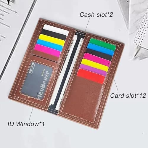 AdiStylinno Long Wallet for Men, Minimalist Leather Bifold Slim Wallets, Fashion Clutch Purse Credit Card Holder Wallet (Coffee) thumbnail 4