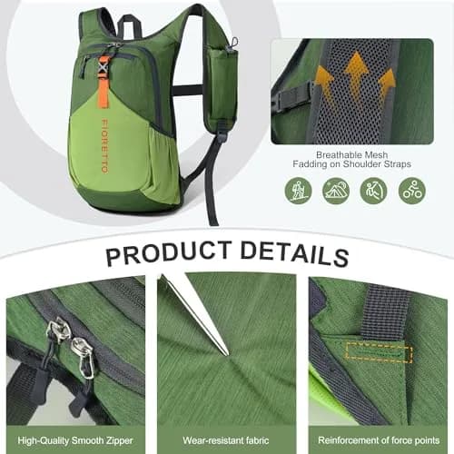 FIORETTO 15L Hiking Backpack 45cm (17.7") | Lightweight Foldable Daypack for Travel Camping Outdoor thumbnail 7