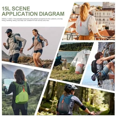FIORETTO 15L Hiking Backpack 45cm (17.7") | Lightweight Foldable Daypack for Travel Camping Outdoor thumbnail 8