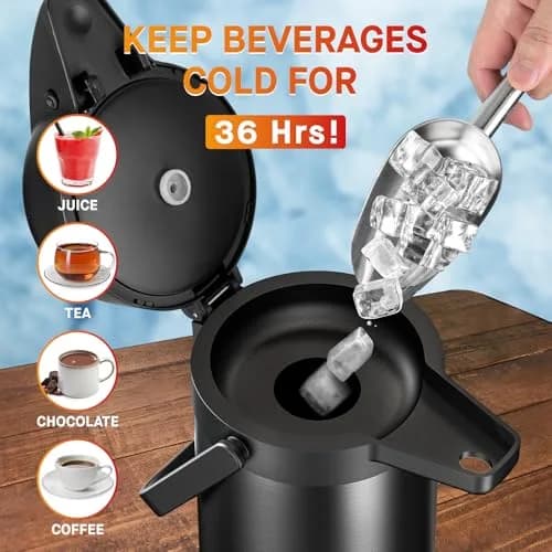 VONDIOR Coffee Carafe for Keeping Hot - Black 102 OZ | Insulated Stainless Steel Beverage Dispenser thumbnail 4