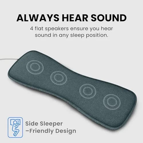 Avantree Slumber 2 Bluetooth Pillow Speaker for Side Sleepers | 4 Ultra-Flat Speakers, White Noise, Remote Control & Sleep Timer, Soft Design for Sleeping, Podcasts & Audiobooks, Gray thumbnail 6