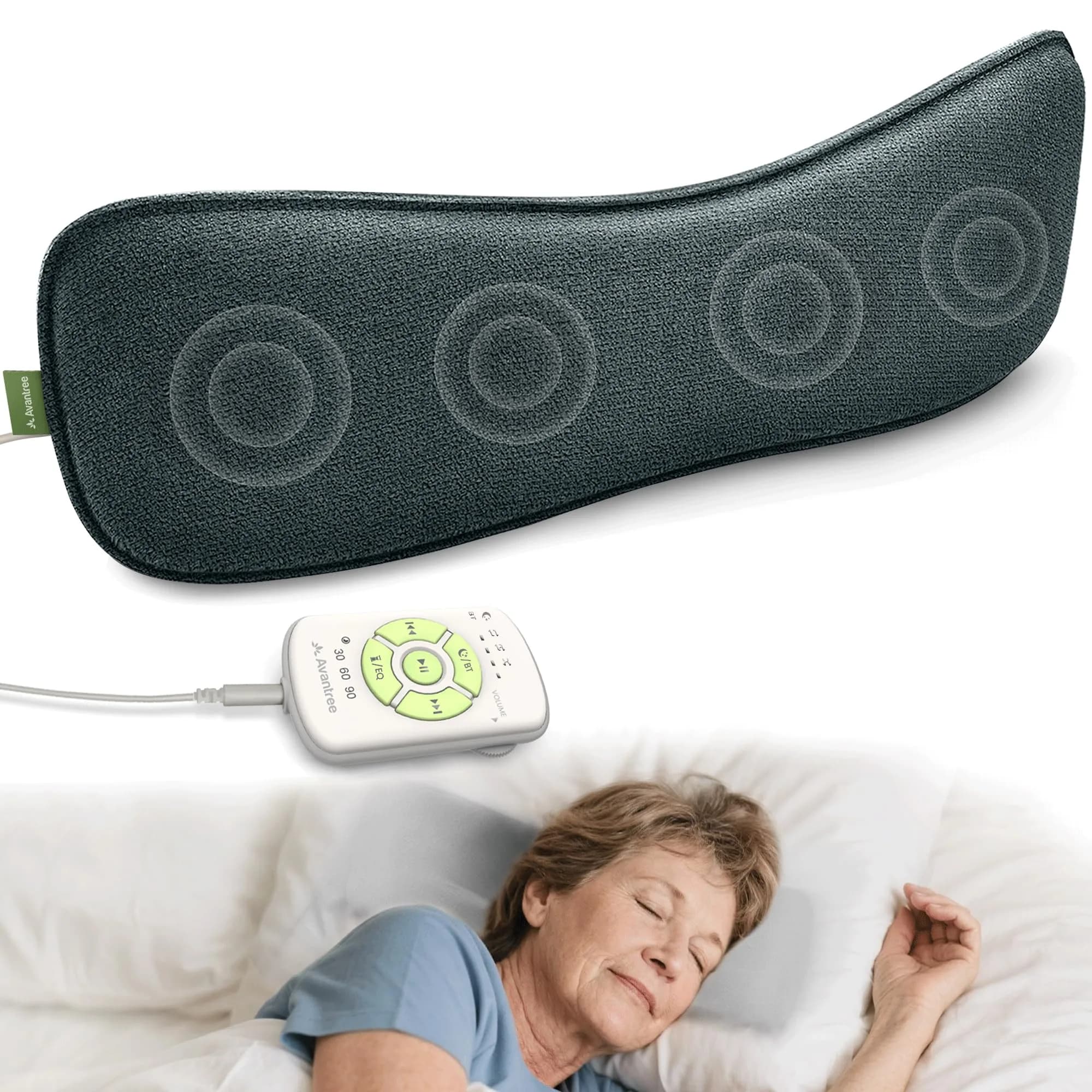 Avantree Slumber 2 Bluetooth Pillow Speaker for Side Sleepers | 4 Ultra-Flat Speakers, White Noise, Remote Control & Sleep Timer, Soft Design for Sleeping, Podcasts & Audiobooks, Gray - main product image