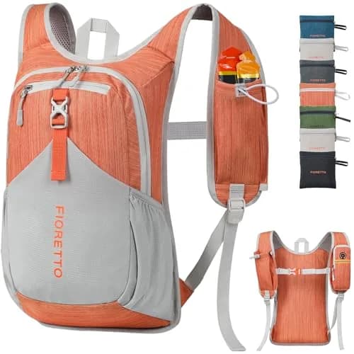 FIORETTO 15L Hiking Backpack for Men Women Lightweight Foldable Small Daypack for Travel Camping Outdoor, Orange | Compact 15L, Water-Resistant thumbnail 1