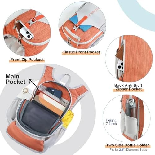 FIORETTO 15L Hiking Backpack for Men Women Lightweight Foldable Small Daypack for Travel Camping Outdoor, Orange | Compact 15L, Water-Resistant thumbnail 4