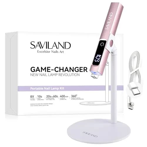 SAVILAND Mini UV LED Nail Lamp Flash Cure Light with Magnetic Stand, Pink | 10s Flash Cure for Gel Polish thumbnail 1