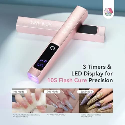 SAVILAND Mini UV LED Nail Lamp Flash Cure Light with Magnetic Stand, Pink | 10s Flash Cure for Gel Polish thumbnail 5