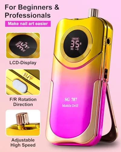 MOSKANY Professional Nail Drill Kit 35000RPM Cordless Rechargeable | 35000 RPM thumbnail 7