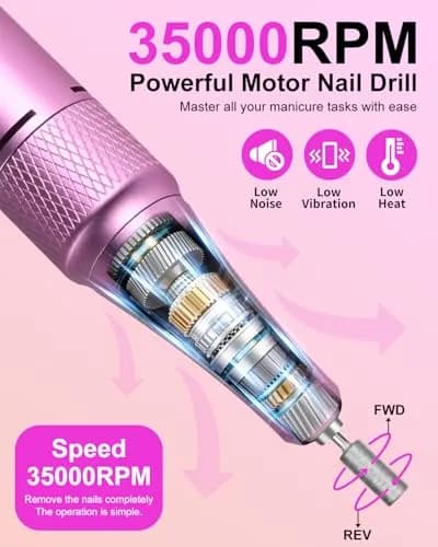 MOSKANY Professional Nail Drill Kit 35000RPM Cordless Rechargeable | 35000 RPM thumbnail 2