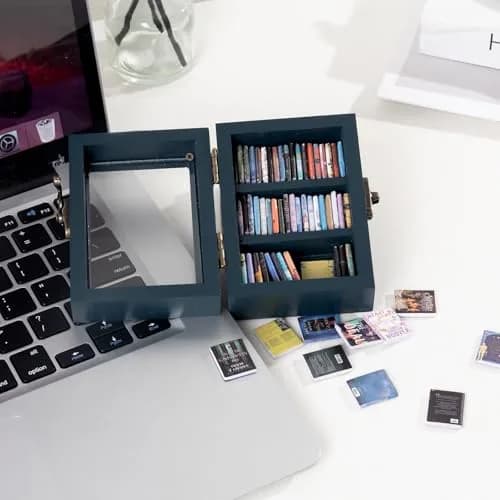 TABTAG Anxiety Bookshelf Mini Book Micro Display Stand 3.74 x 2.75 x 1.97 inches | Stress-Relief Miniature Library thumbnail 5