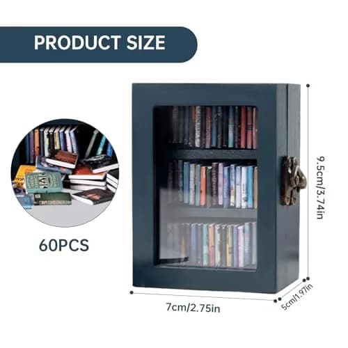 TABTAG Anxiety Bookshelf Mini Book Micro Display Stand 3.74 x 2.75 x 1.97 inches | Stress-Relief Miniature Library thumbnail 2