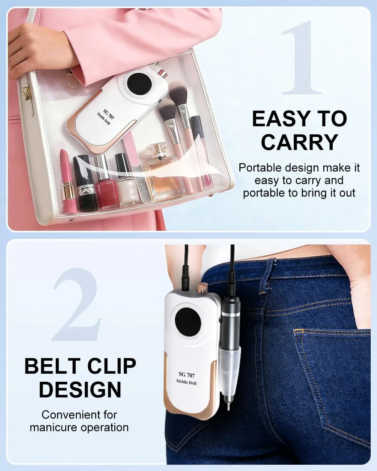 MOSKANY White Professional Nail Drill Kit 35000RPM with 14PCS Bits | Rechargeable Cordless Efile Machine for Acrylic Gel thumbnail 3
