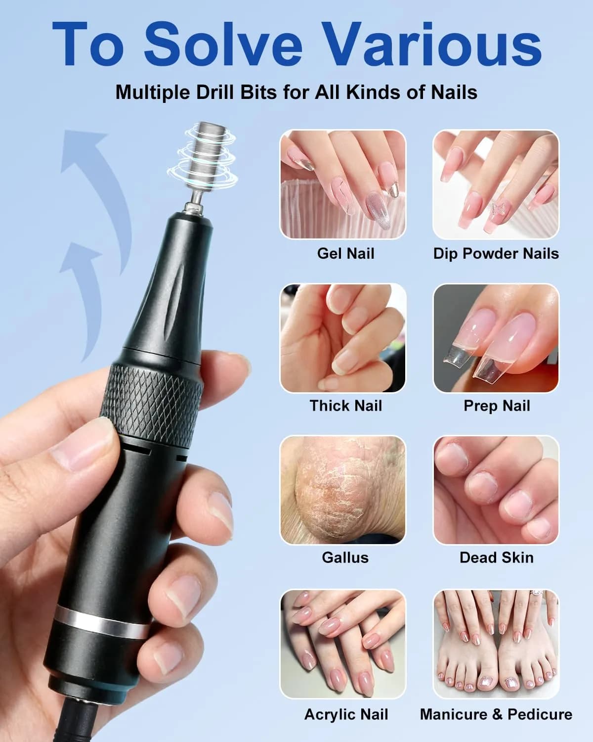 MOSKANY White Professional Nail Drill Kit 35000RPM with 14PCS Bits | Rechargeable Cordless Efile Machine for Acrylic Gel thumbnail 4