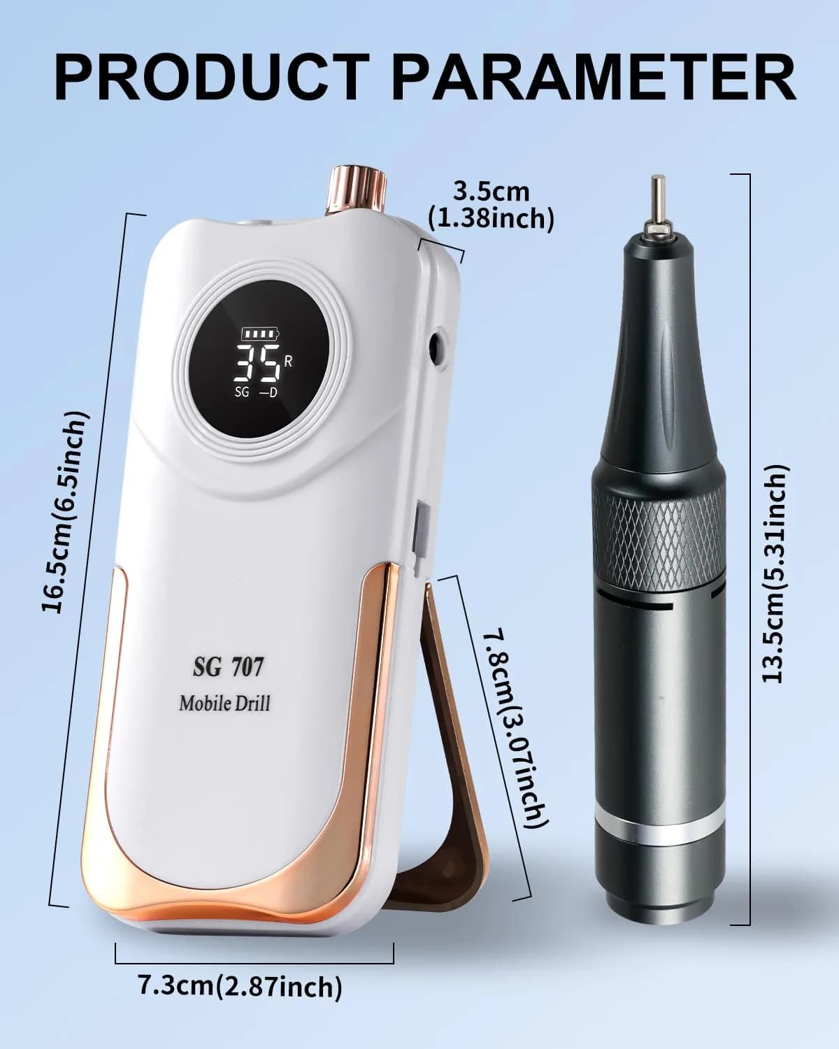 MOSKANY White Professional Nail Drill Kit 35000RPM with 14PCS Bits | Rechargeable Cordless Efile Machine for Acrylic Gel thumbnail 7