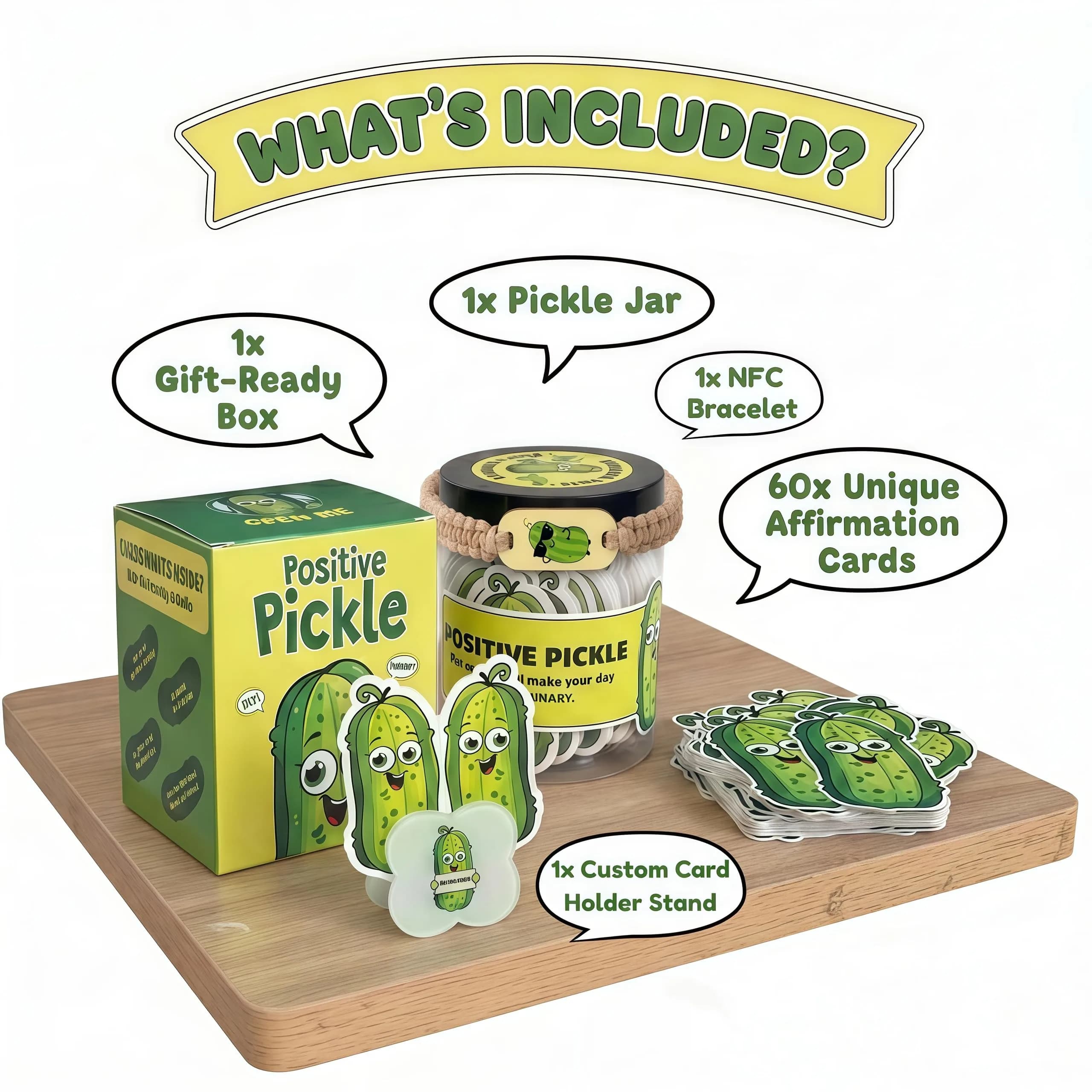 DEARMINE Positive Tulip Jar with 60 Affirmation Cards | 7.3cm (2.87in) Diameter — Pickle Jar