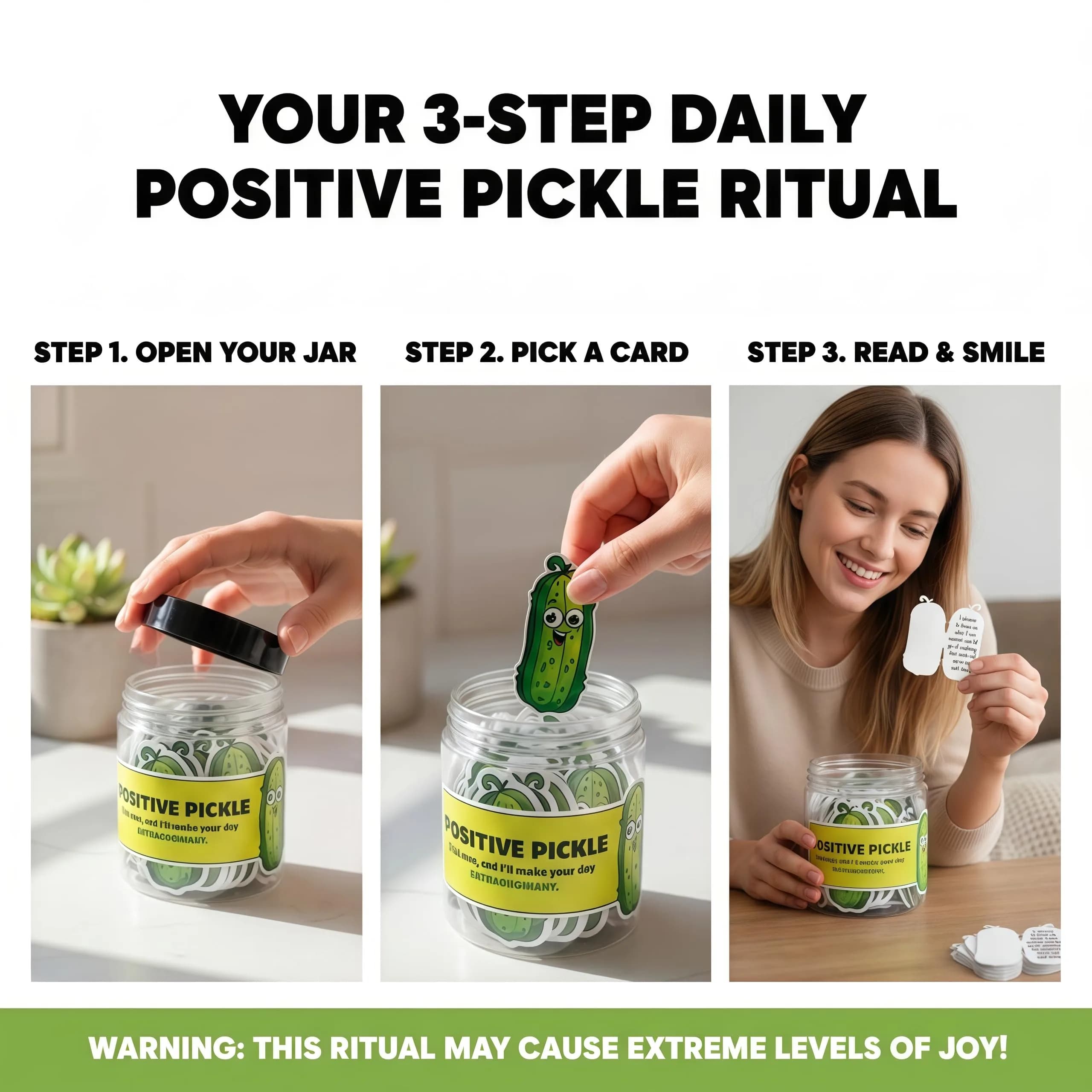 DEARMINE Emotional Support Pickle Jar with 60 Affirmation Cards, Pickle Gifts thumbnail 4