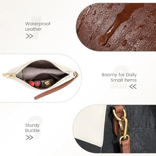 LOVEVOOK Laptop Bag for Women 17.3 Inch Vintage Leather Tote Bag | Water-Resistant Work Bag with Clutch thumbnail 6