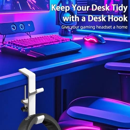 CaLeQi White 2 Pcs Double Hook Clamp Mount for Desks & Tables | Holds up to 13.6 kg (30 lb) thumbnail 7