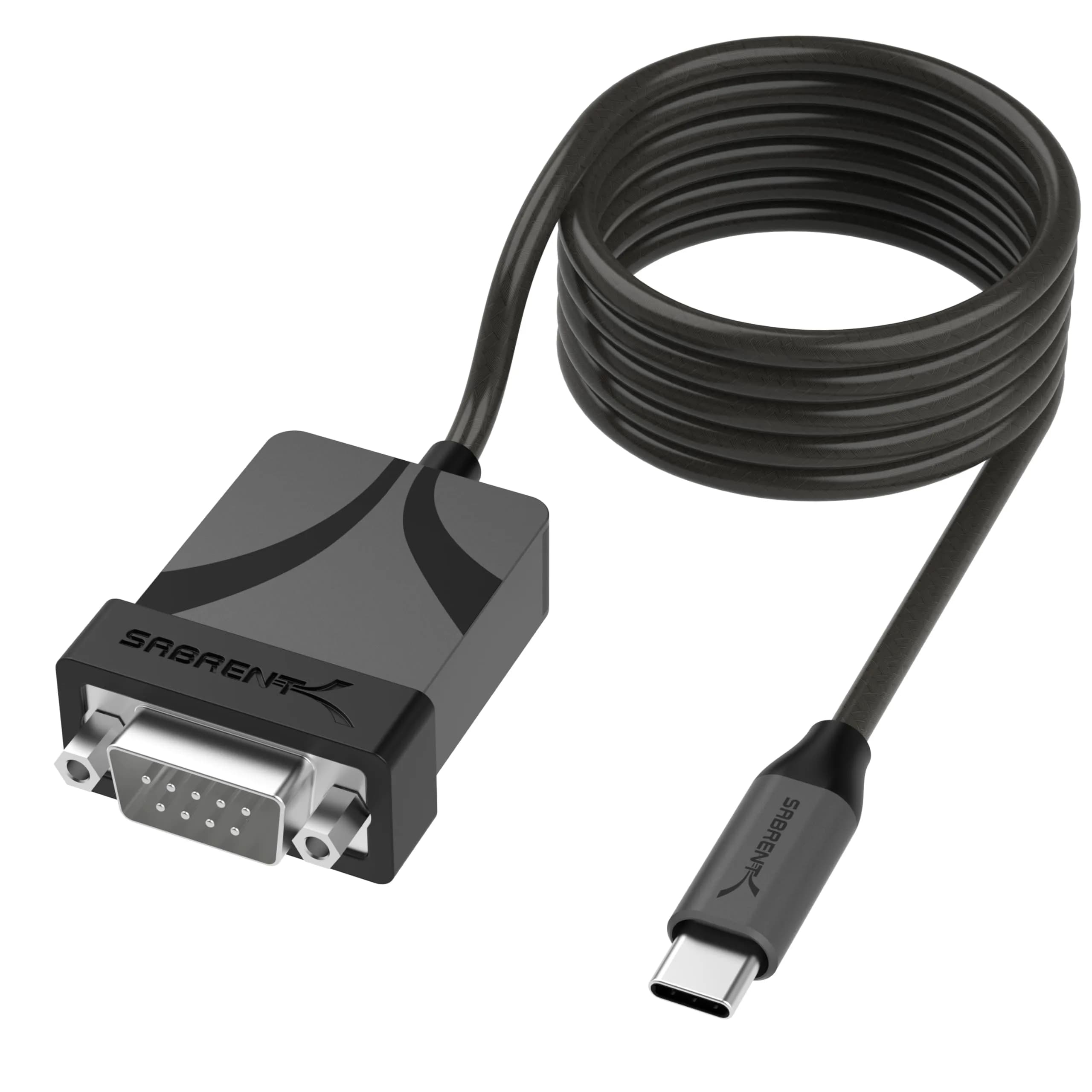 Sabrent USB-C to DB9 Serial RS-232 Adapter Cable 6ft (CB-D9C6) | Connects USB-C to Legacy RS-232 Devices