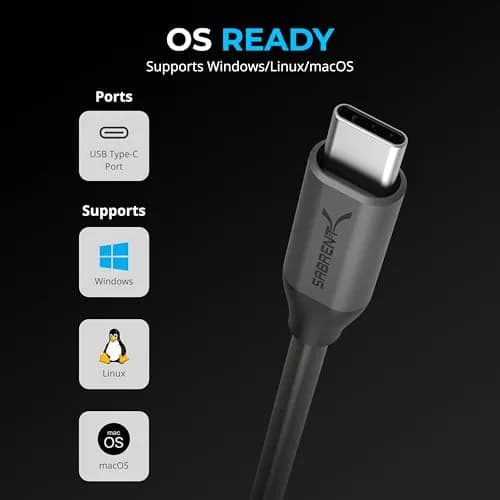 Sabrent USB-C to DB9 Serial RS-232 Adapter Cable 6ft (CB-D9C6) | Connects USB-C to Legacy RS-232 Devices thumbnail 4
