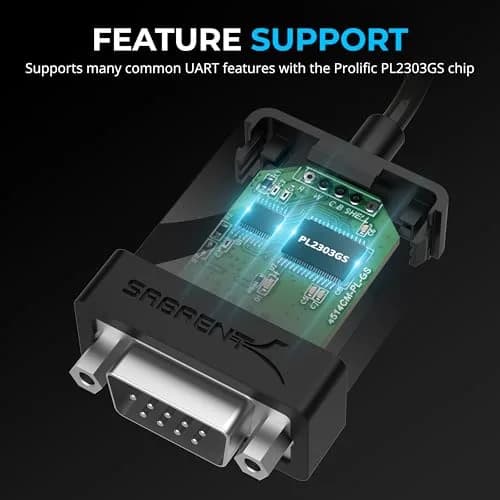 Sabrent USB-C to DB9 Serial RS-232 Adapter Cable 6ft (CB-D9C6) | Connects USB-C to Legacy RS-232 Devices thumbnail 8