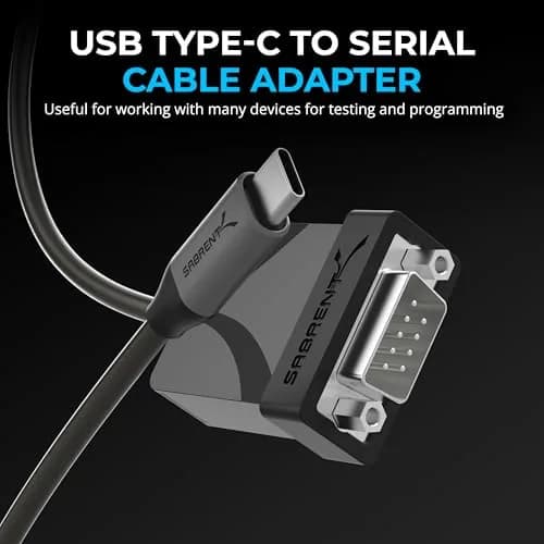 Sabrent USB-C to DB9 Serial RS-232 Adapter Cable 6ft (CB-D9C6) | Connects USB-C to Legacy RS-232 Devices thumbnail 2