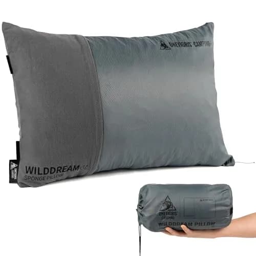 ONETIGRIS Wilddream Camping Pillow Shredded Memory Foam Medium Cool Gray | Compact & Comfortable for Backpacking, Travel, and Car Trips thumbnail 1