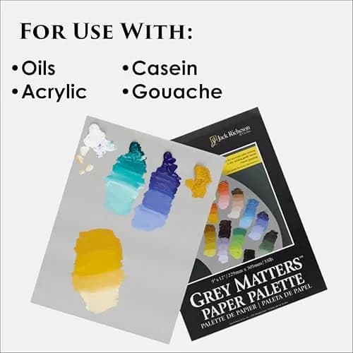 Jack Richeson Grey Matters Disposable Paper Palette 6” x 9” | Acid-Free, Seep-Resistant, 3 Pack with Palette Knife thumbnail 3