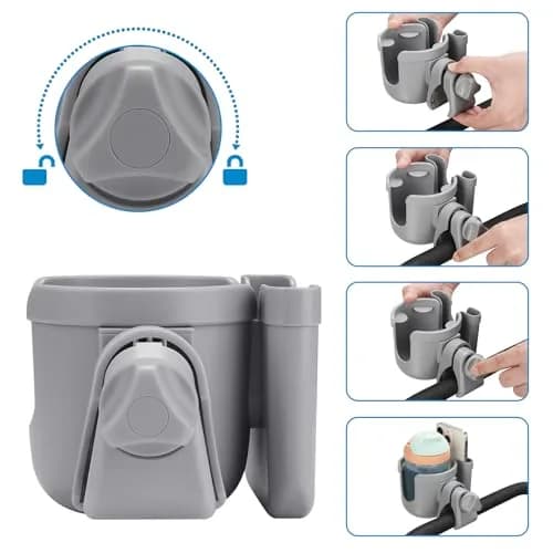 Accmor Universal Stroller Cup Holder with Phone, Bike & Wheelchair Attachment | Fits Uppababy Graco thumbnail 5