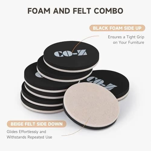 CO-Z Felt Furniture Sliders for Hardwood Floors | 8pcs 3.5" Reusable Floor Protectors thumbnail 4