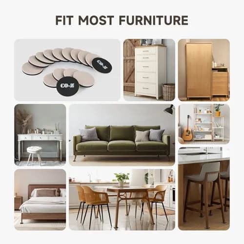CO-Z 16pcs Felt Furniture Sliders for Hardwood Floors, 3.5 in (8.89 cm) Reusable Furniture Pads | Heavy Furniture Movers for Hard Surfaces thumbnail 6
